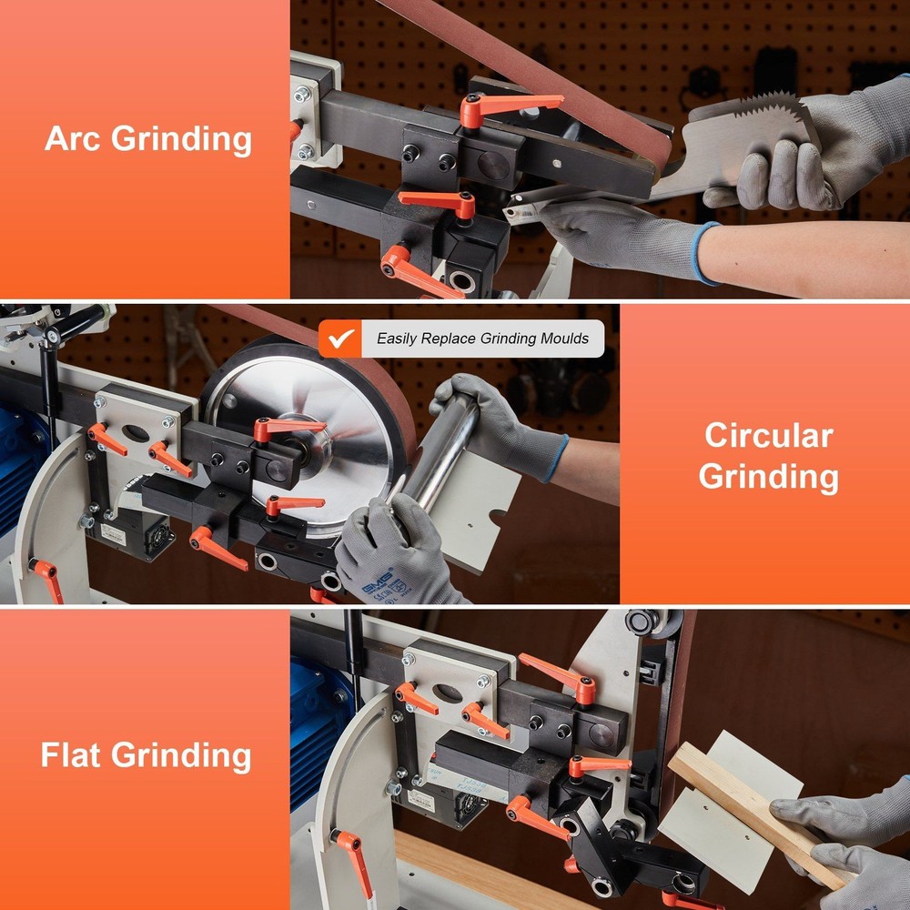 72x2in 1500W Variable-Speed Belt Grinder, VFD-Controlled & 3-Mode