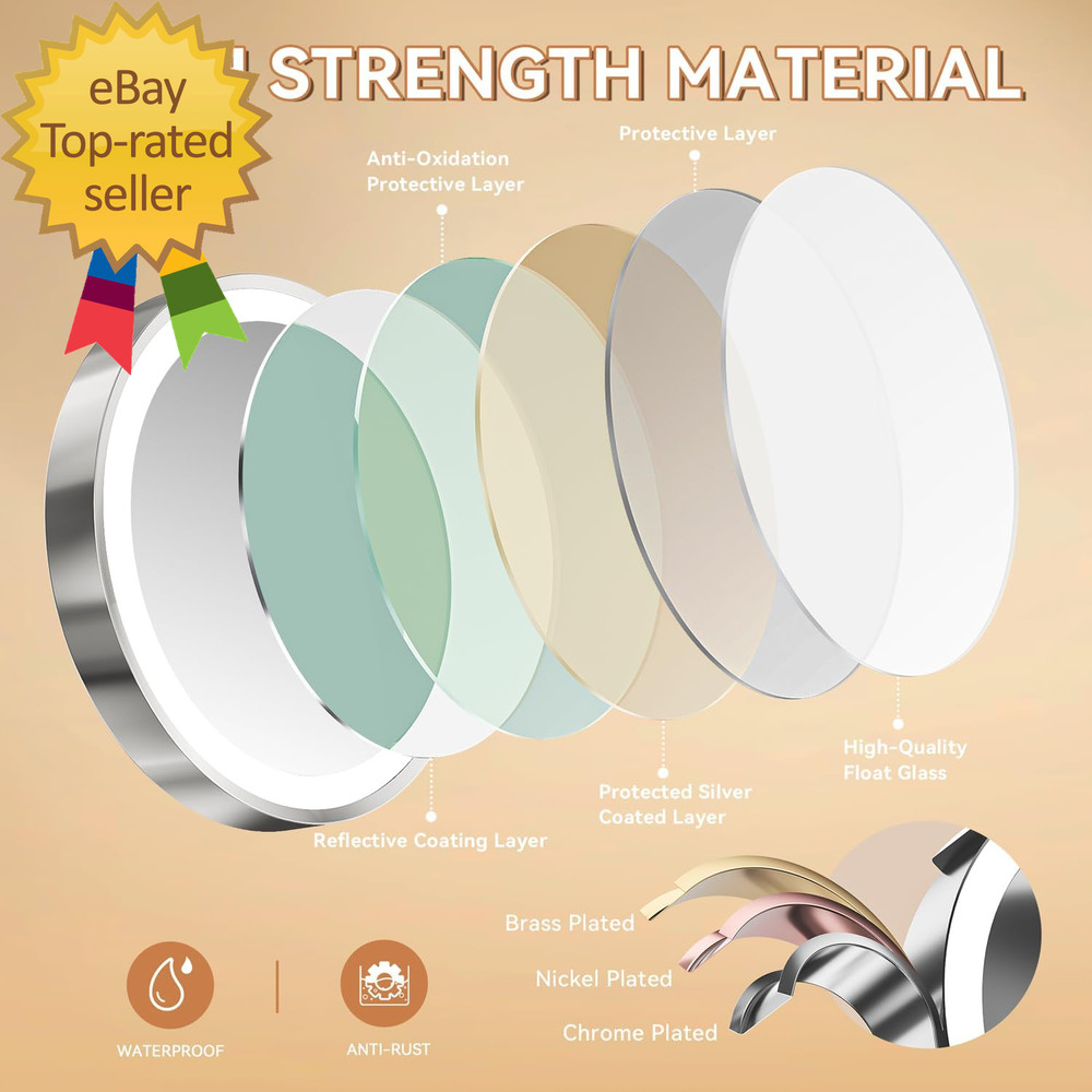 8'' Wall Mounted Lighted Makeup Mirror 3200Mah Rechargeable Double-Sided
