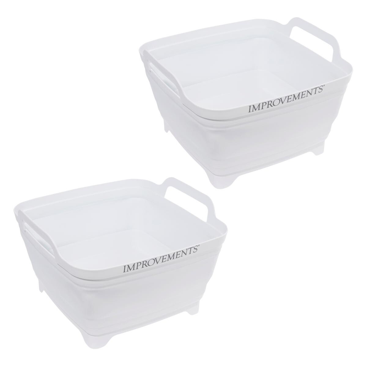 White Space Saving 2 Gallon Collapsible Tubs Drain Spout 2 Pack Improvements New