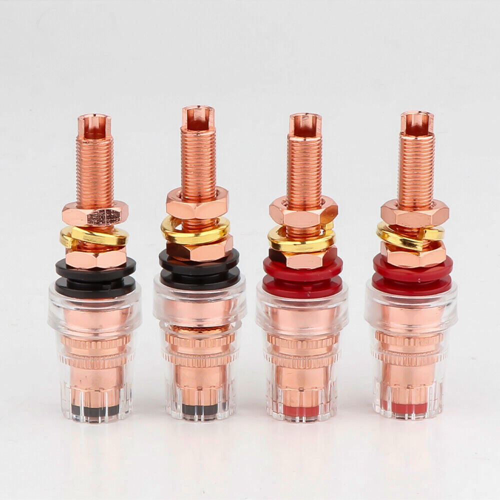 8PCS Hi-End Pure Copper Binding Post Amplifier Speaker Banana Jack Adapter 4MM