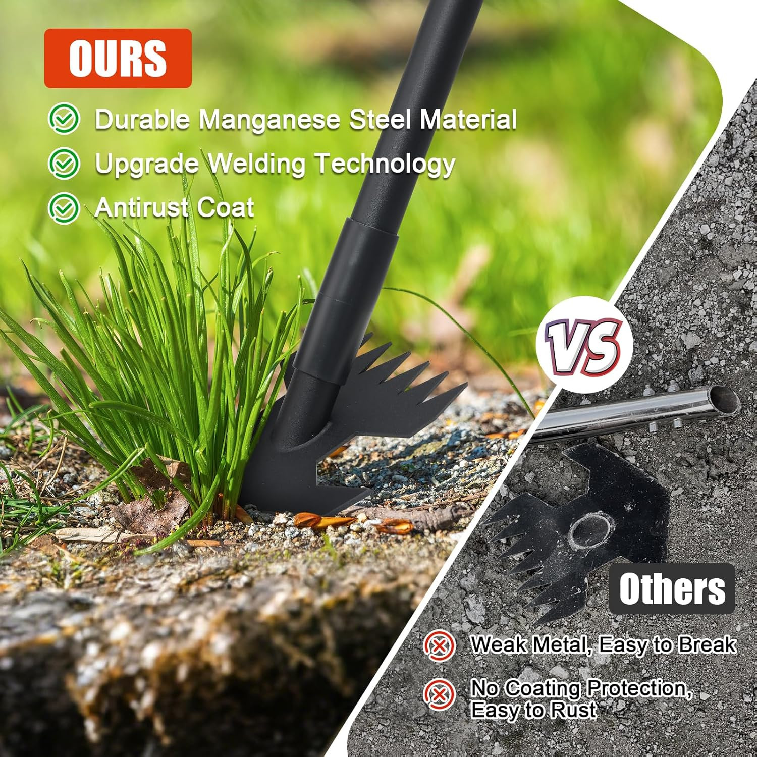 Hoe Garden Yard Tool Long Handle 52" Dual Use Weeder Cultivator Steel Blade