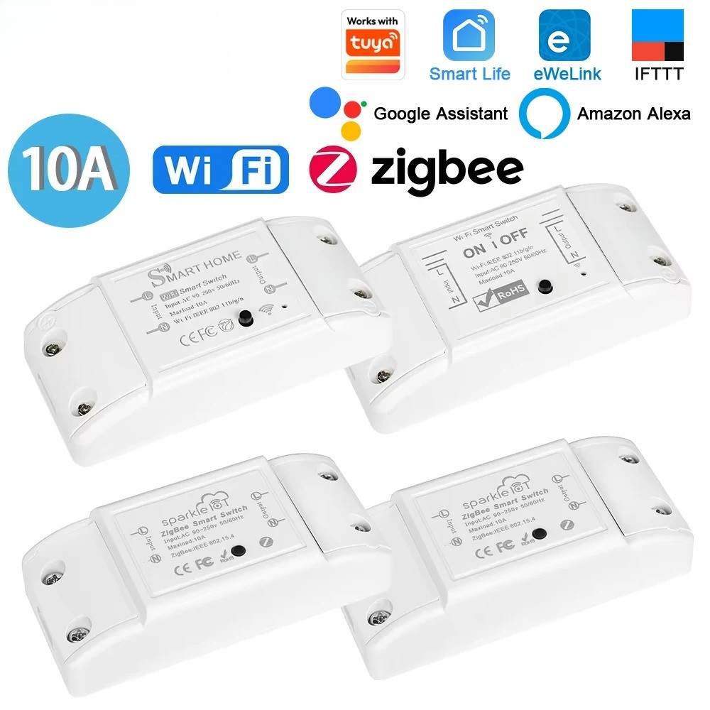 10A Mini WiFi Smart Light Switch Breaker Module Voice Wireless Remote Control