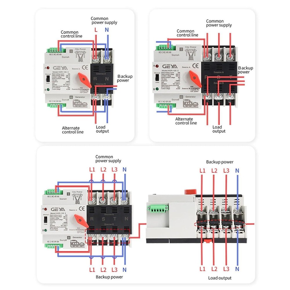 Compact 3-Pole Automatic Transfer Switch 100A for Home or Generator Use