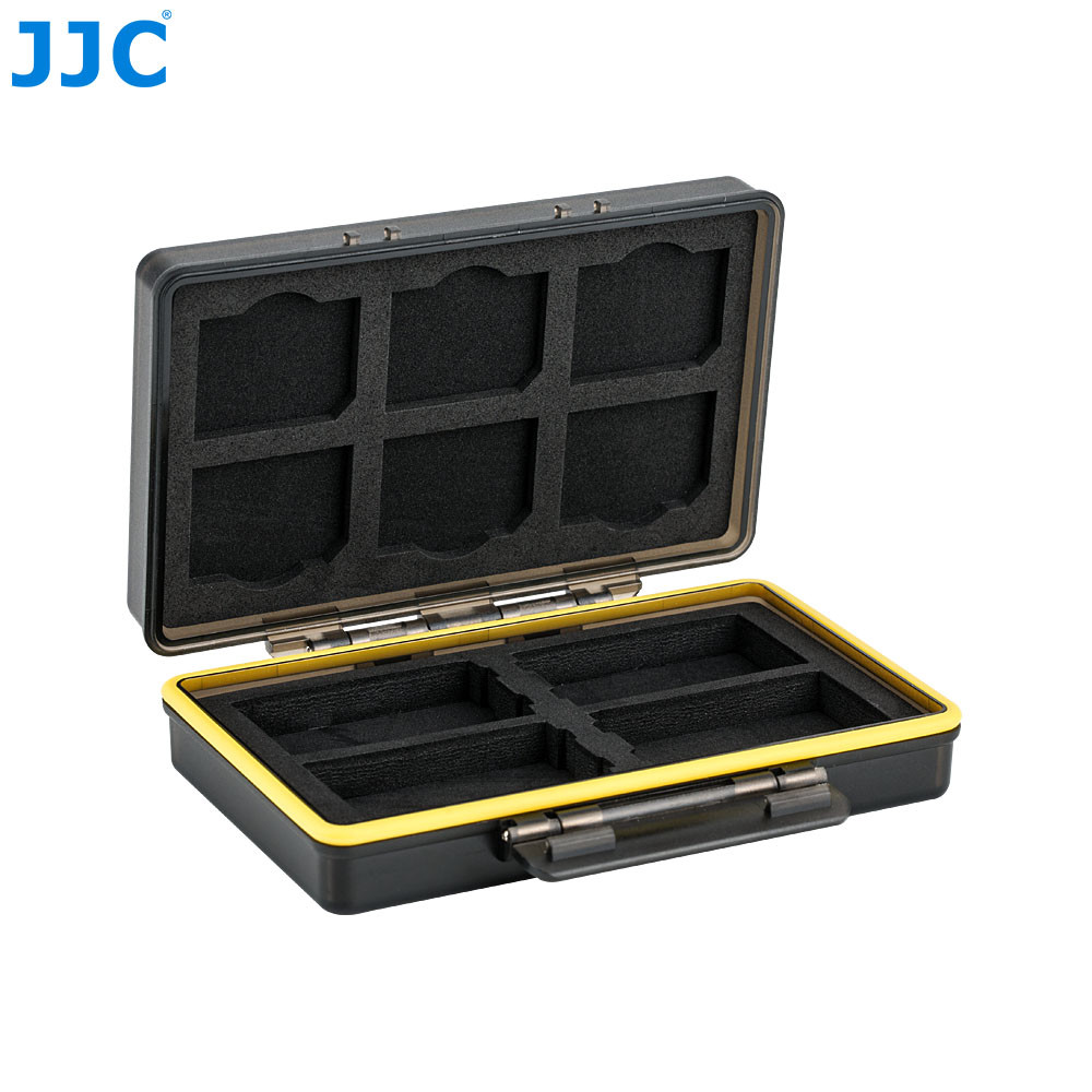 JJC 6 AA Flash Speedlite Batteries + 6 SD Memory Card Case Holder Protector Box