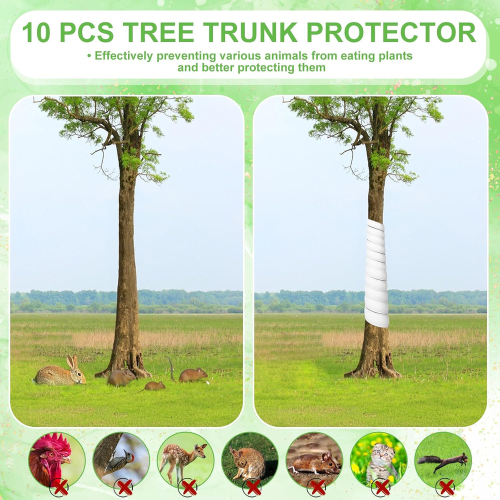 10 Pcs Tree Trunk Protector - 2 Size Plastic Spiral Tree Guard Tree Trunk Protec