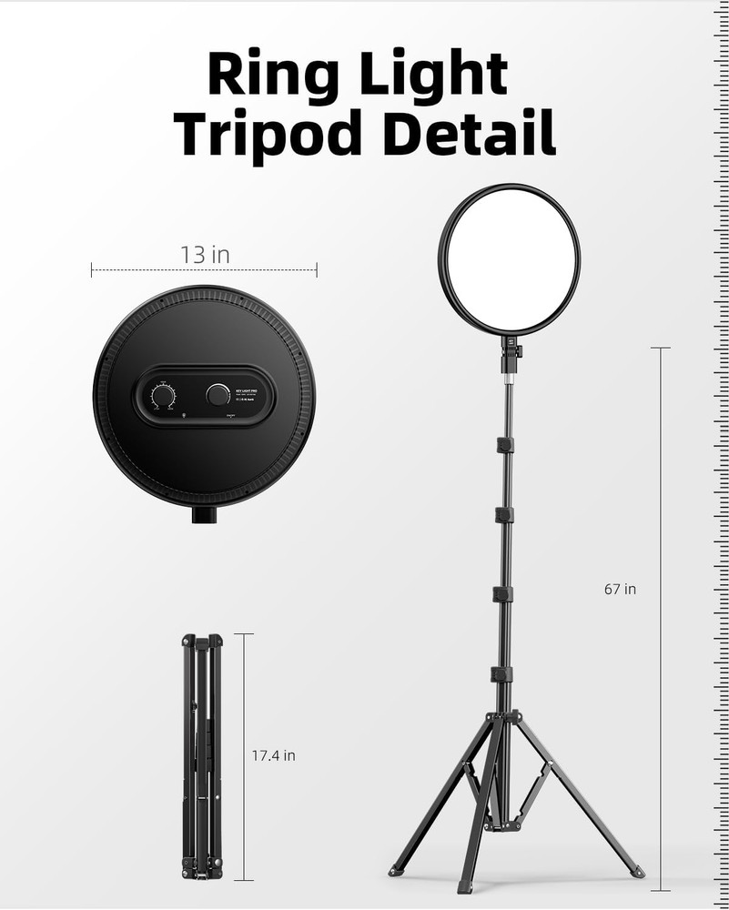 Large Ring Light with Stand, 72“ Tripod with Ring Light, 6500K Full-Screen Ringl