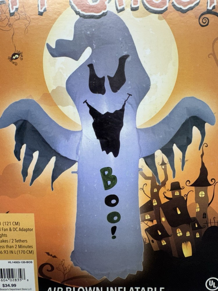 4 Ft Inflatable Ghost Halloween Decor LED Lights Boo