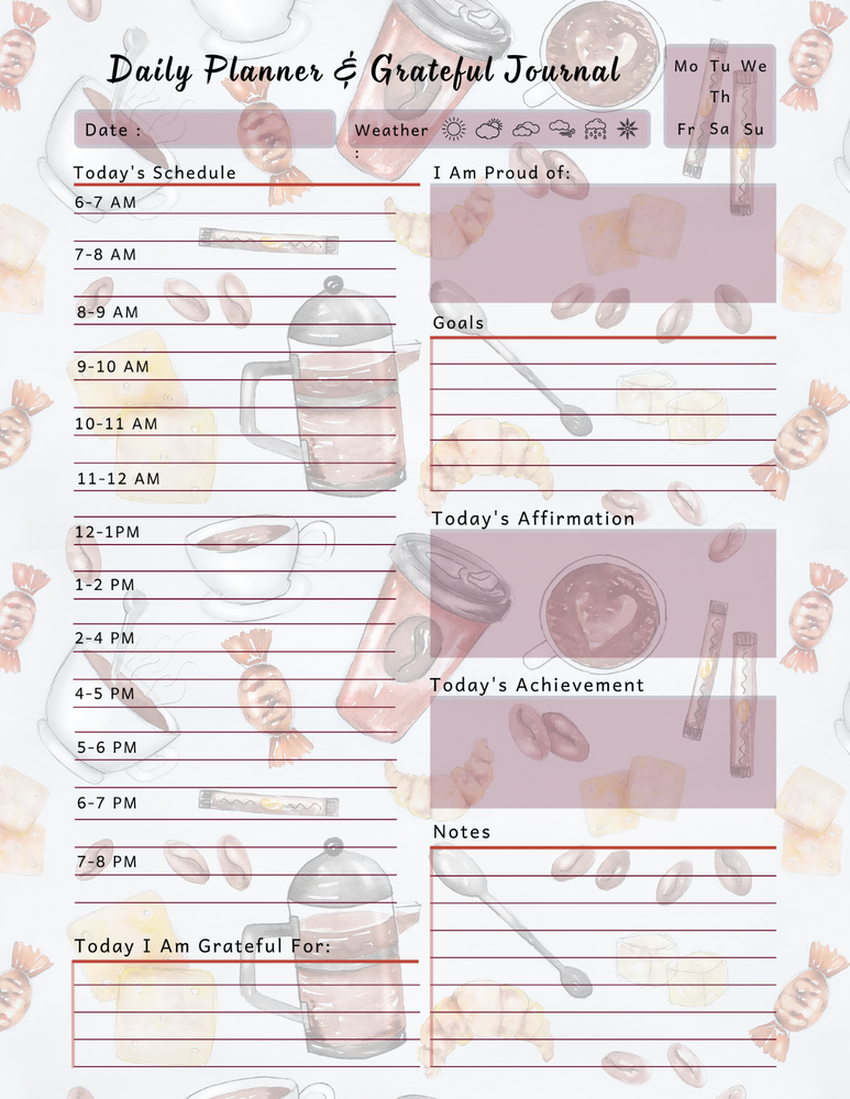 Coffee Lovers Daily Planner & Grateful Themed Journal