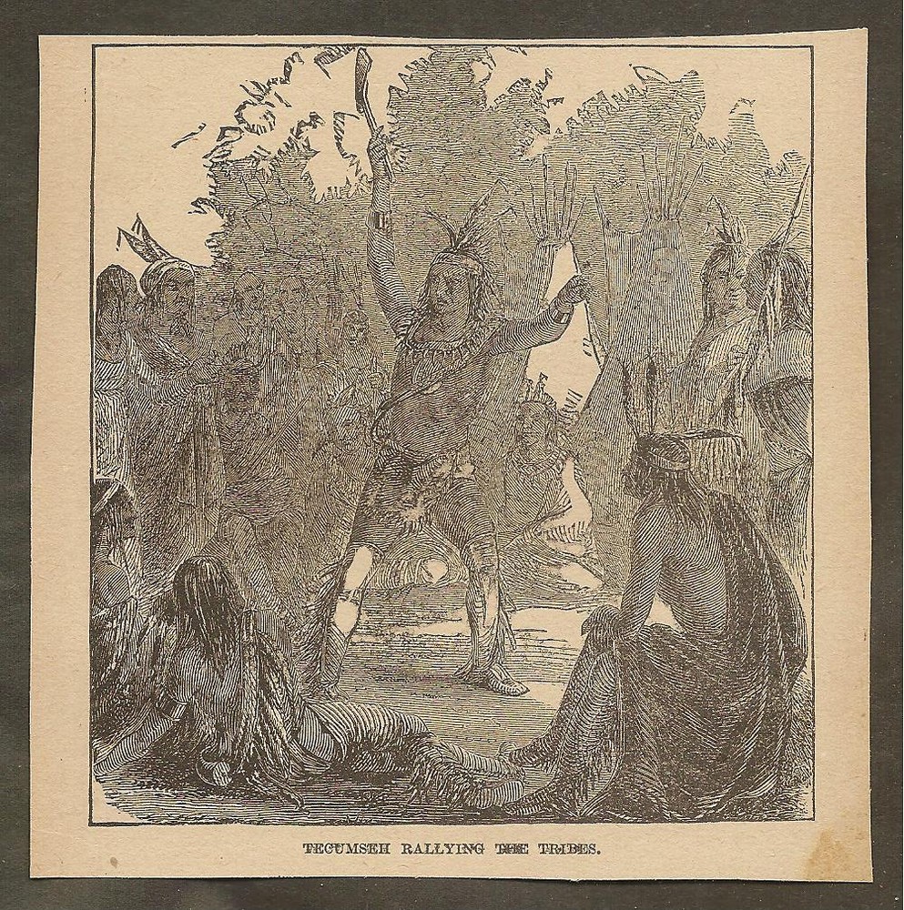 VINTAGE ILLUSTRATION -  TECUMSEH RALLYING THE TRIBES
