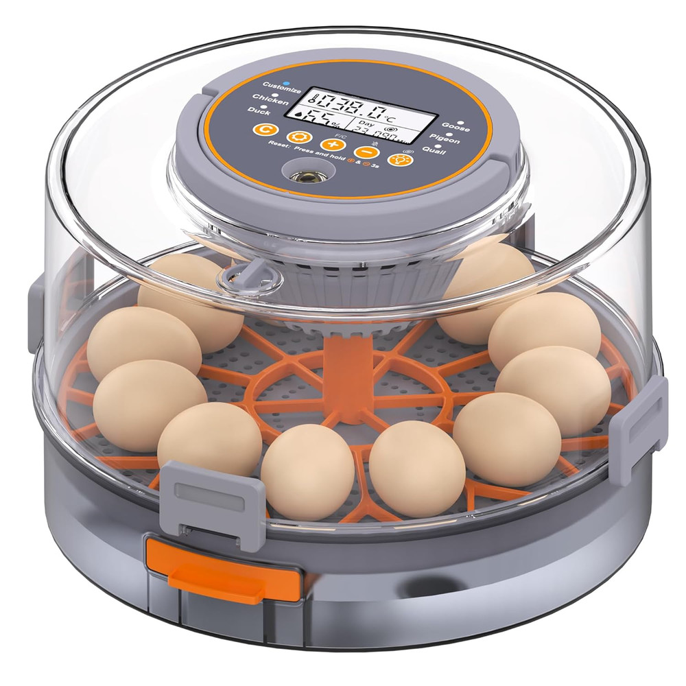 12 Egg Incubator with Automatic Egg Turning and Humidity Control, Intelligent Eg