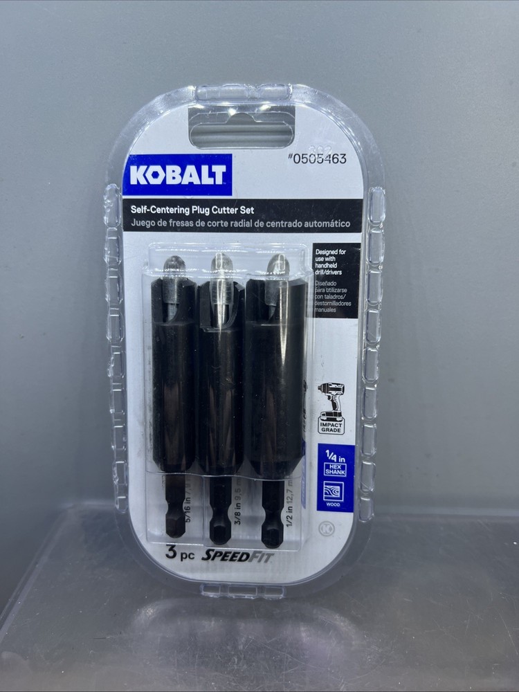 Kobalt 3Pc Assorted 1/4" self centering Plug cutters Set #80829 #0505463