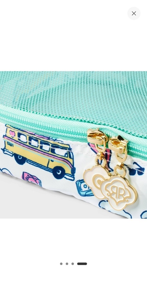 New - 3pc Packing Cube Set White/Teal - Roller Rabbit x Target