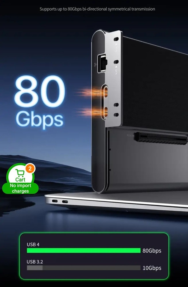 PELADN S-3 USB4 External GPU Dock Station, USB4×2 80Gbps Interface Graphics Dock