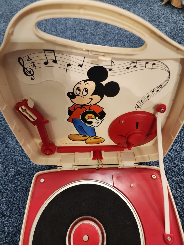 Mickey Mouse 80's 2Speed Solid State Phonograph Record Player With Working Motor