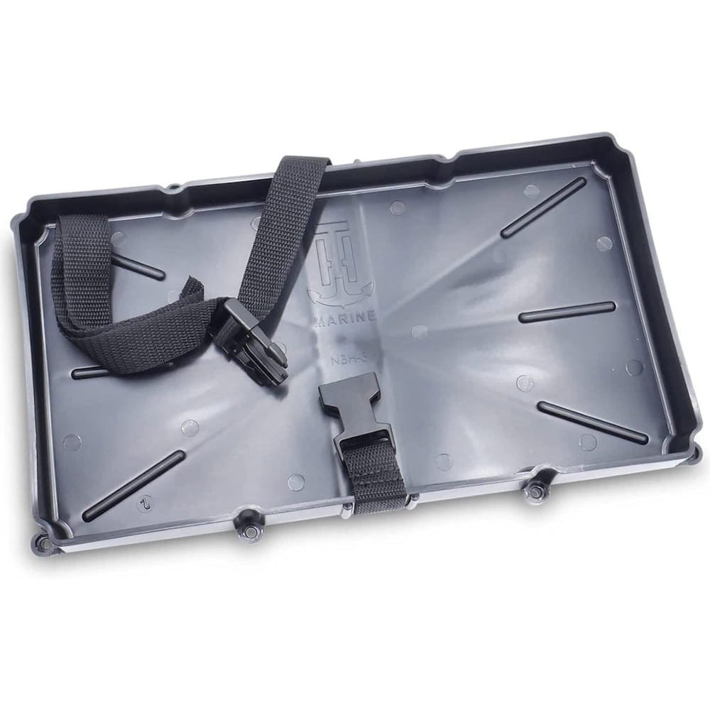 Single Matte Black Plastic (PP) Battery Tray for Group 24 Battery w/Poly Strap