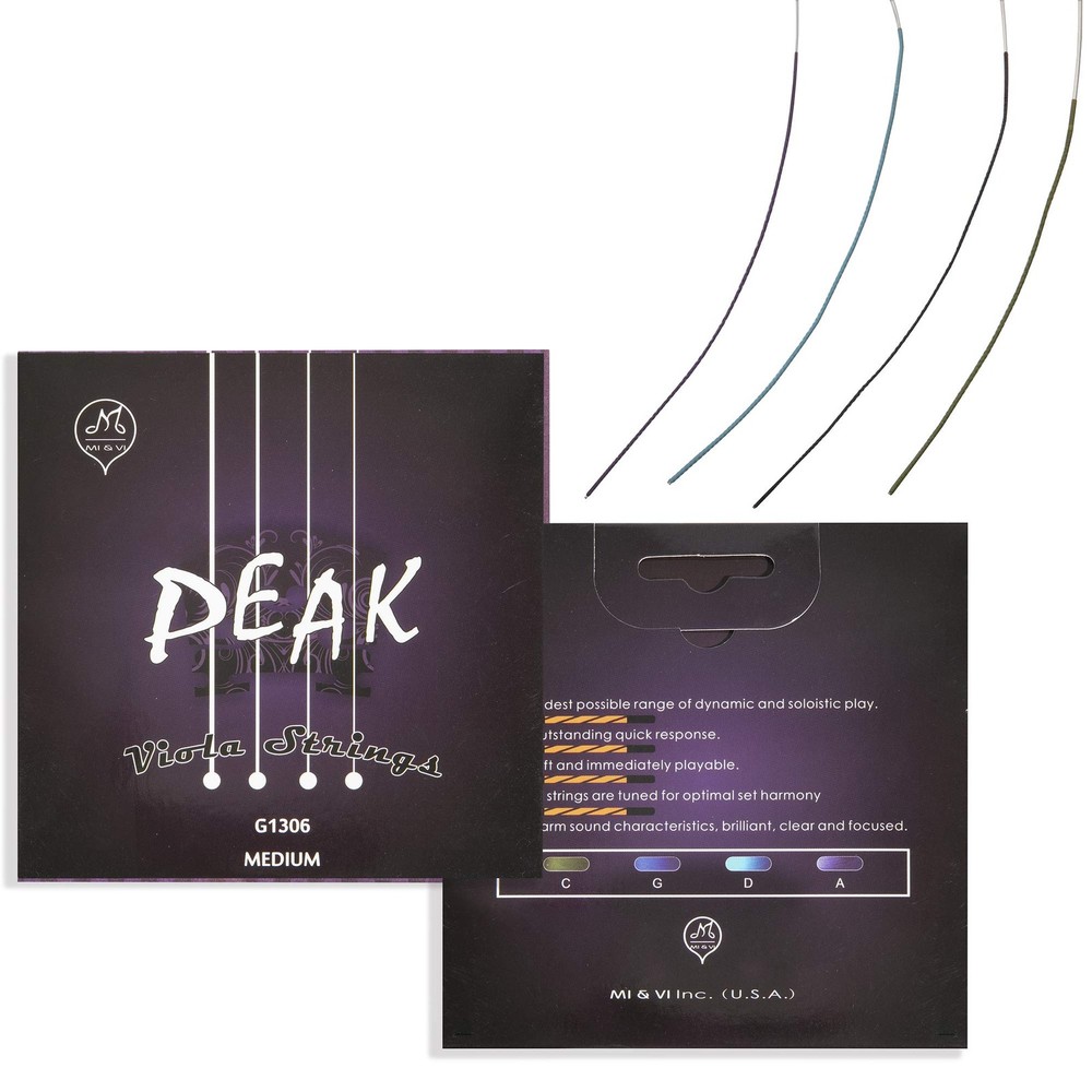 PEAK Viola Strings 15" - Synthetic Core Pure Silver Ball-End
