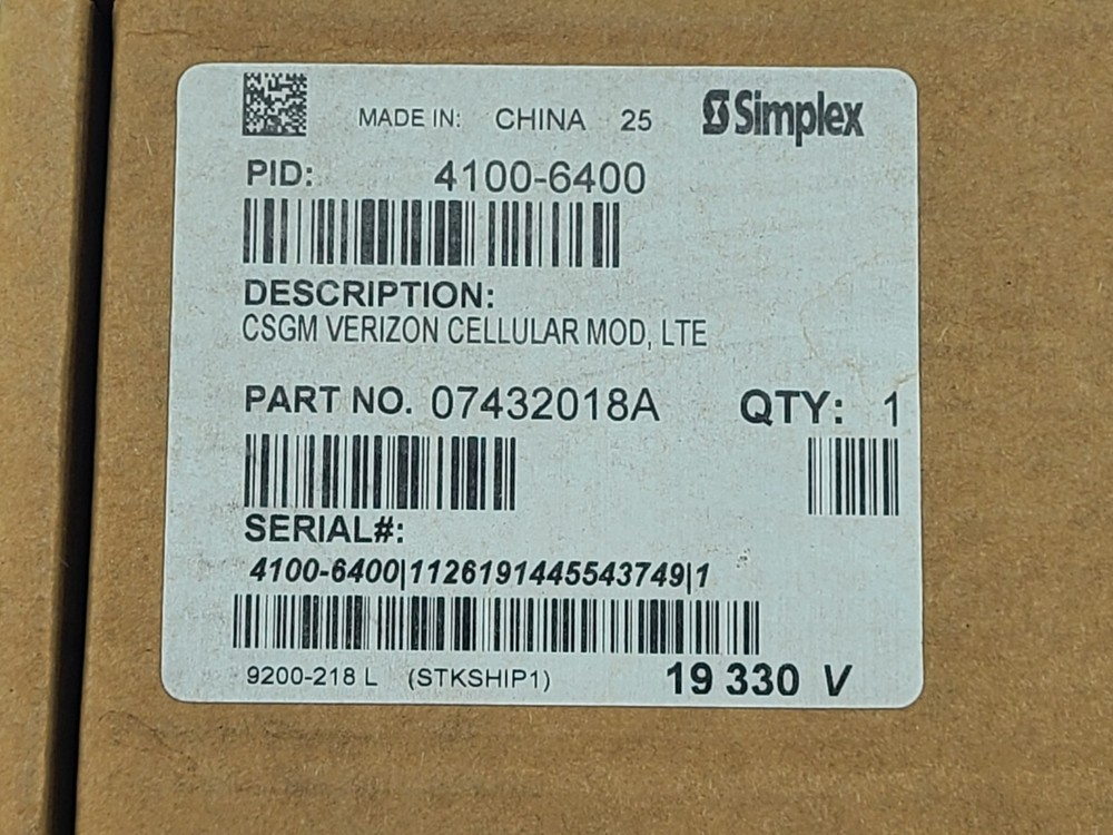 Simplex CGSM Verizon Cellular Module 4100-6400 LTE 07432018A