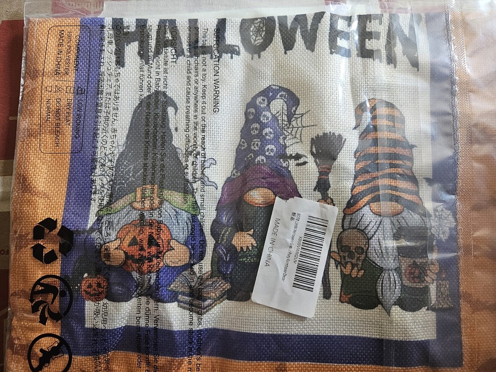 Happy Halloween Runner Gnomes Bats New