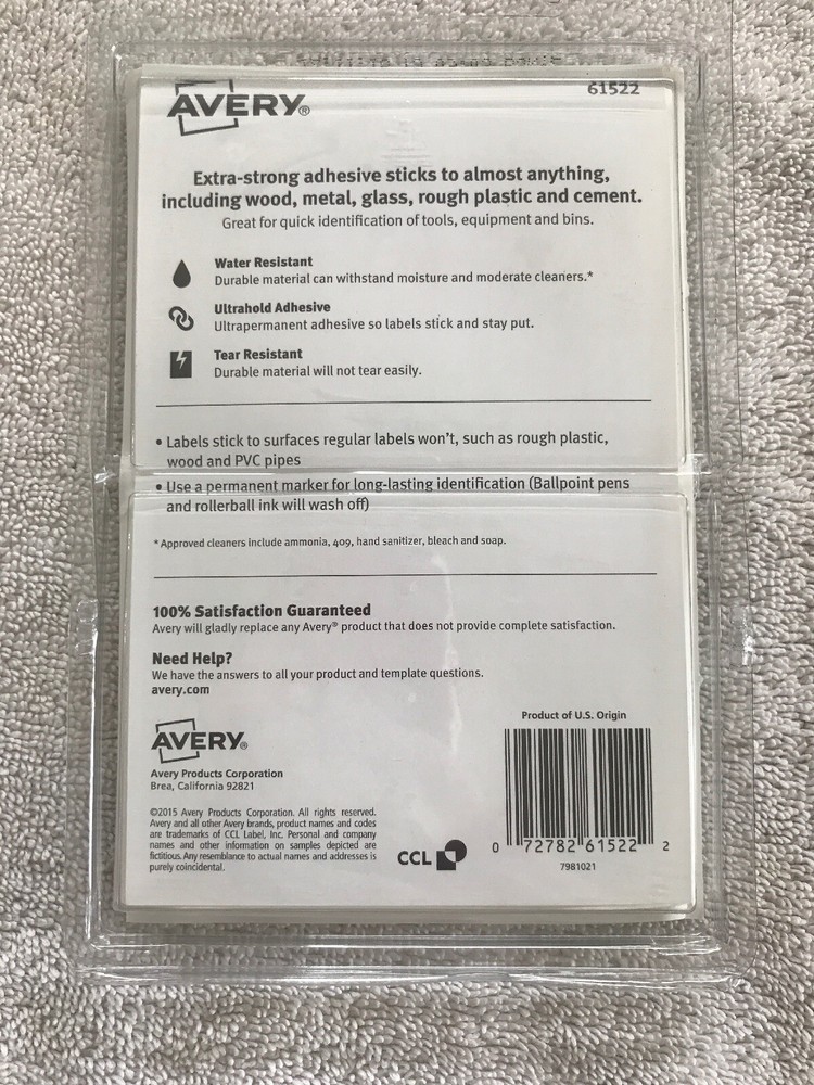 Avery® Durable Multi-Surface ID Labels, 1 1/4 x 3 1/2, White Professional Grade