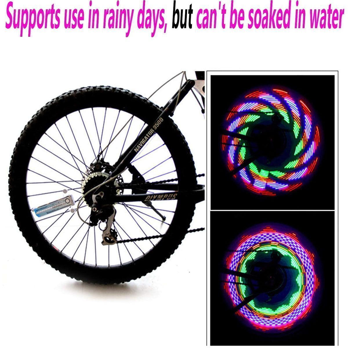 Bicycle Bike Wheel Lights Multicolor in 32 LED String Fits any Spoke Rim Tires