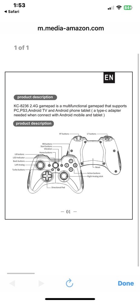EasySMX KC8236 Wireless Gaming Controller for Multiple Systems - See Discription