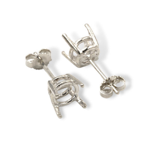 Round Center Post Basket Pre-notched Earring Mountings