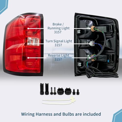 Rear Tail Light Assembly Compatible With Right Passenger Side 14-15 Silverado