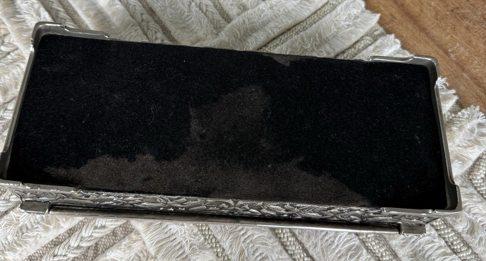 Vintage Godinger Silver Plate Jewelry Box - Floral & Scroll Pattern