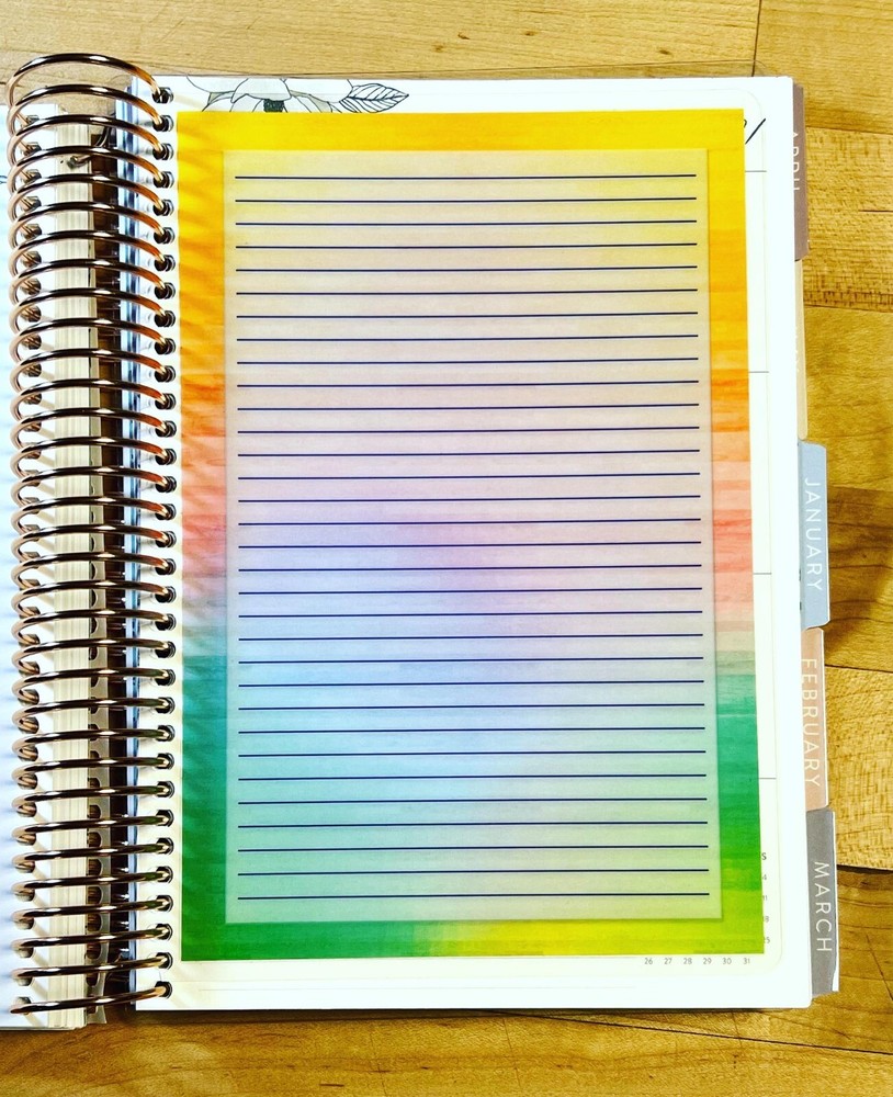 Lined Notes Lists Dashboard Insert 4 use with ErinCondren A5 Coil Spiral