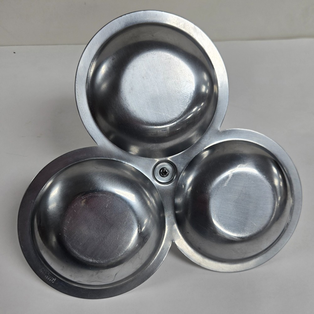 MCM Bakelite ~ Brown Marbled Handle ~ Chrome 3 Section Candy Trinket Dish