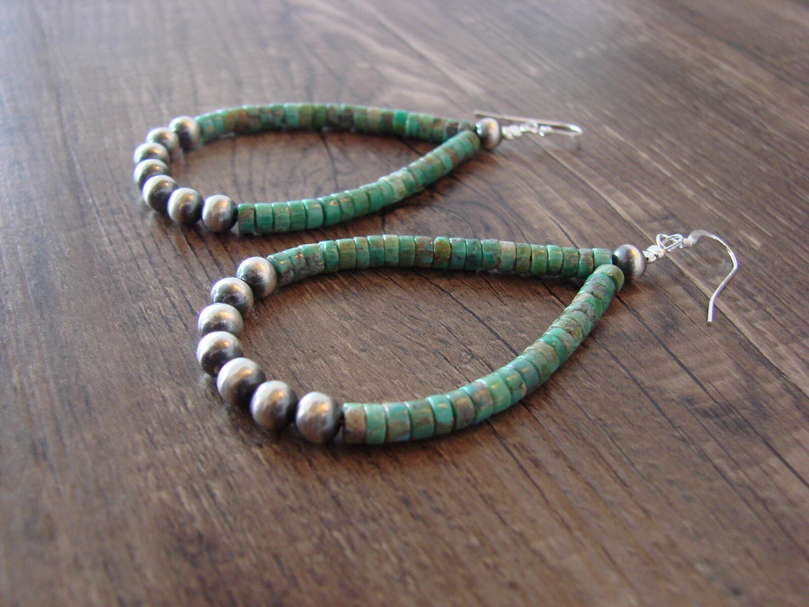 Navajo Indian Turquoise Desert Pearl Dangle Earrings by Doreen Jake