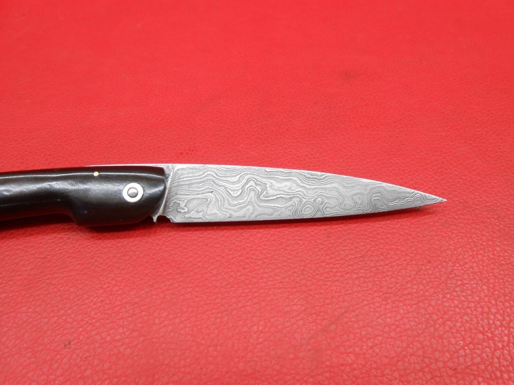 Custom Handmade Pattern Damascus Friction Folder Knife Buffalos Handle S586