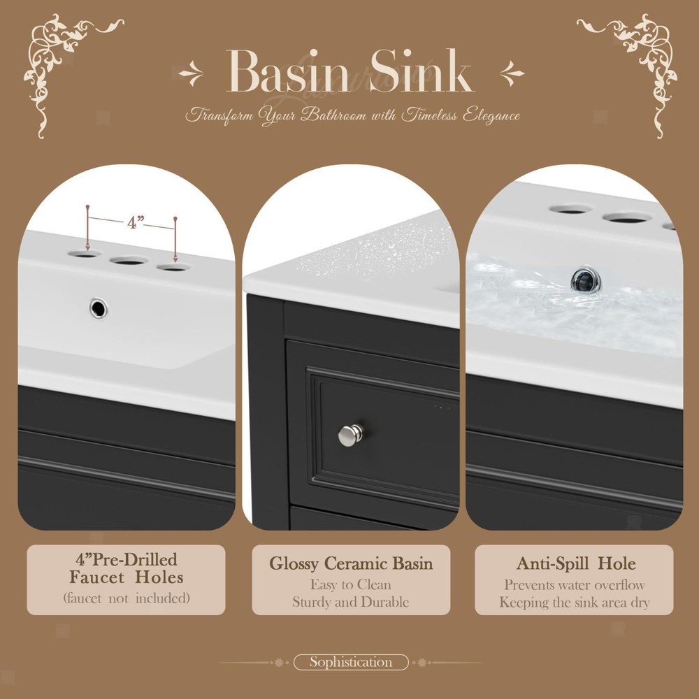 Freestanding 36'' Bathroom Vanity Set with Undermount Sink & Ample Storage,