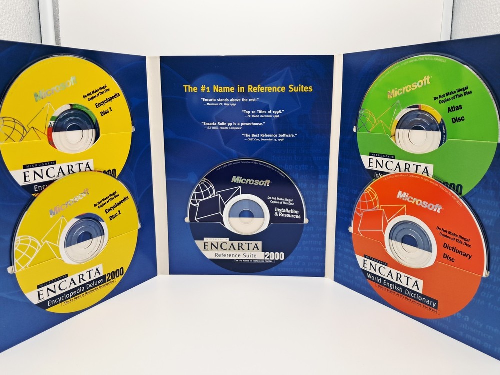 Microsoft Encarta Reference Suite 2000 - 7 Discs - Encyclopedia Atlas Dictionary