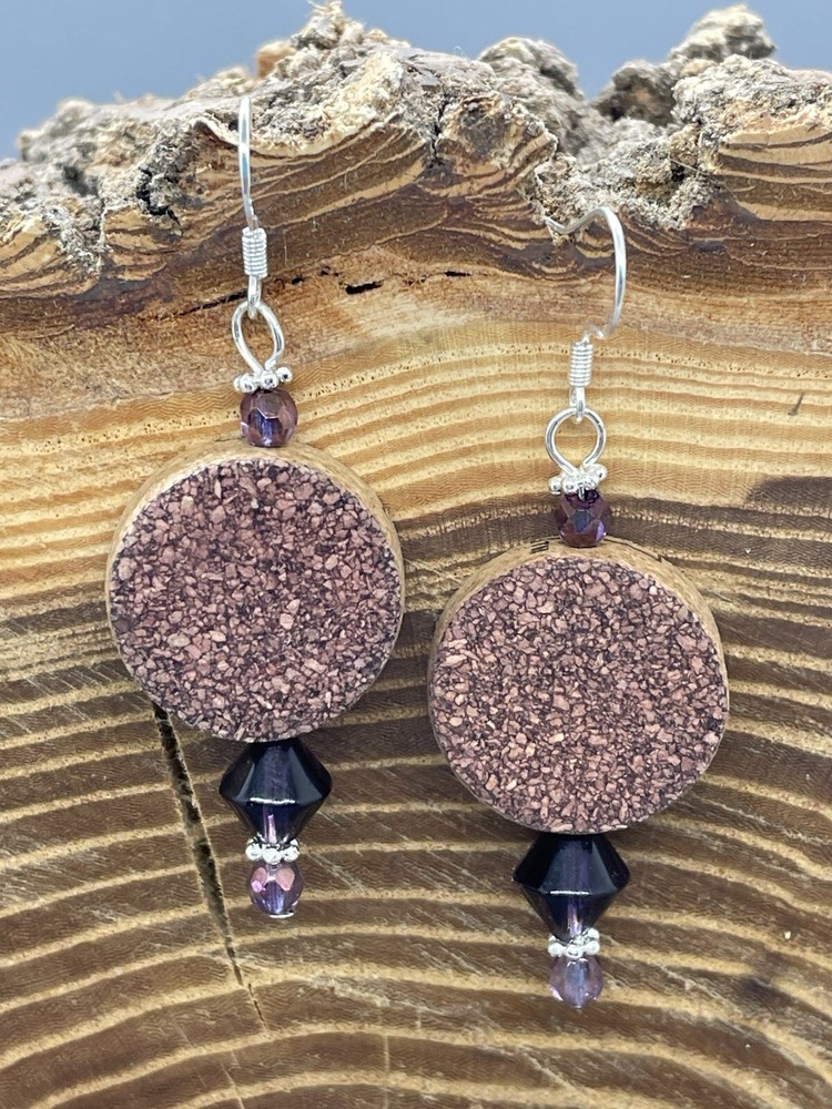 Upcycled Wine Cork Earrings-Handmade