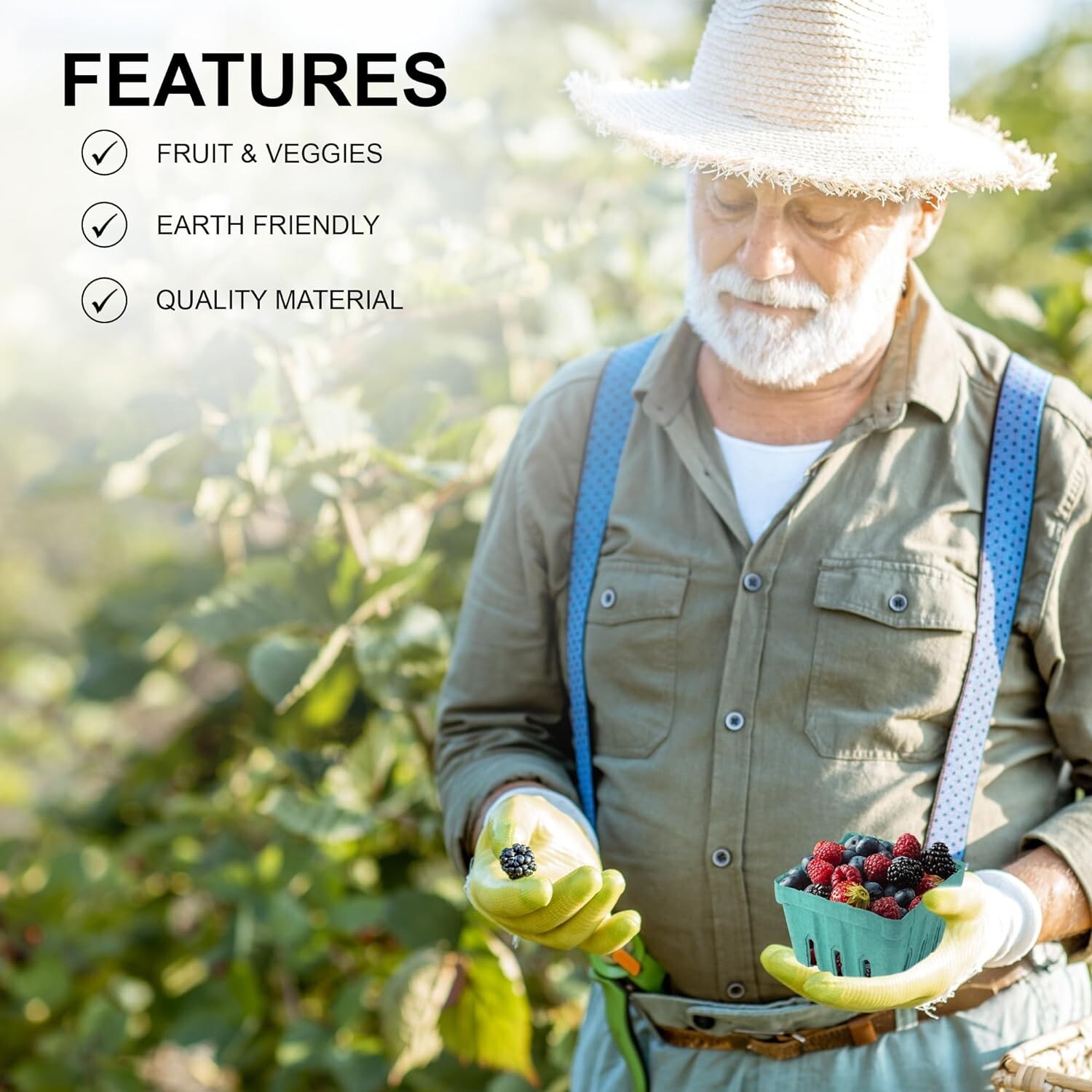 MT Products 1 Pint Green Pulp Vented Berry Produce Baskets - Pack of 15