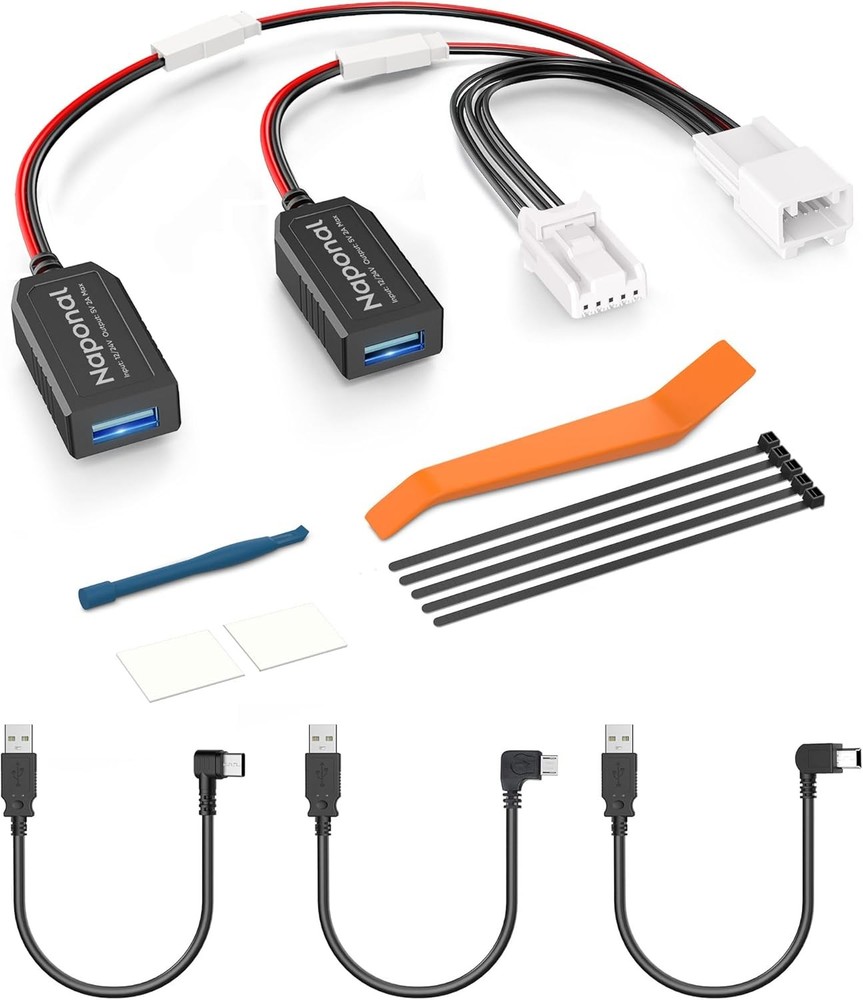 GPS Dash Cam Power Adapter, (5Pin Type E Connector) Mirror Camera Radar Black