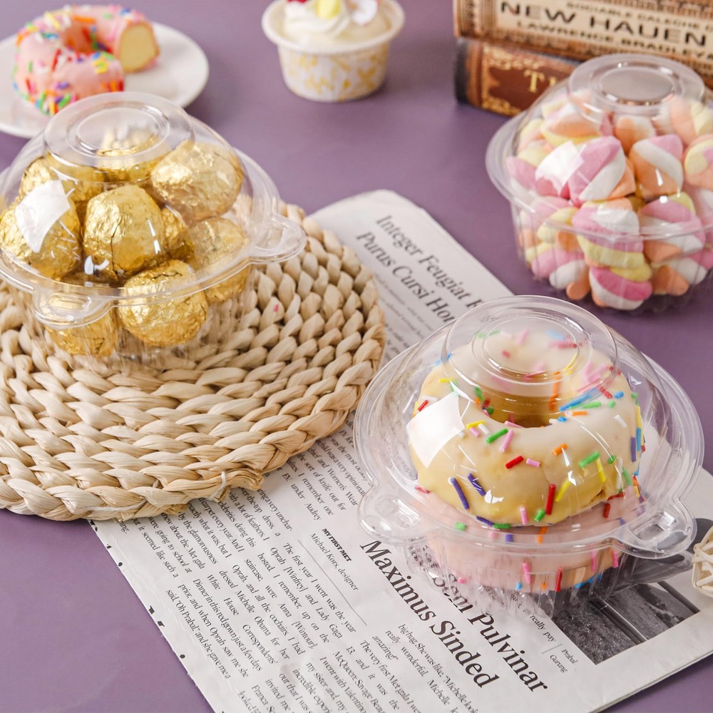 50 Pack Individual Cupcake Containers Plastic Cupcake Holders Deep Dome Cupcake