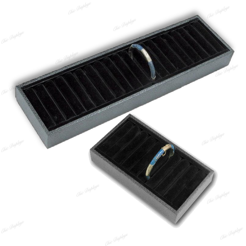 2-Black Display Ring Tray Cuff Display Bracelet Display for ring Cufflink Holder