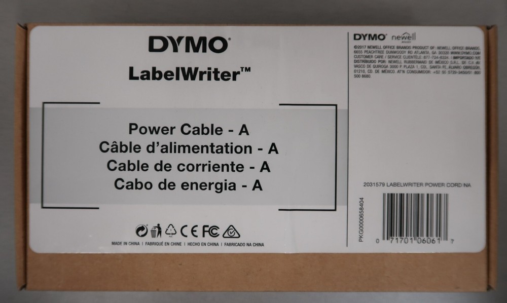 DYMO Label Writer Power Cable A New In Box