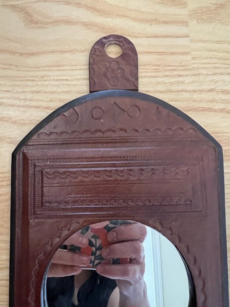 SMALL TUAREG LEATHER MIRROR