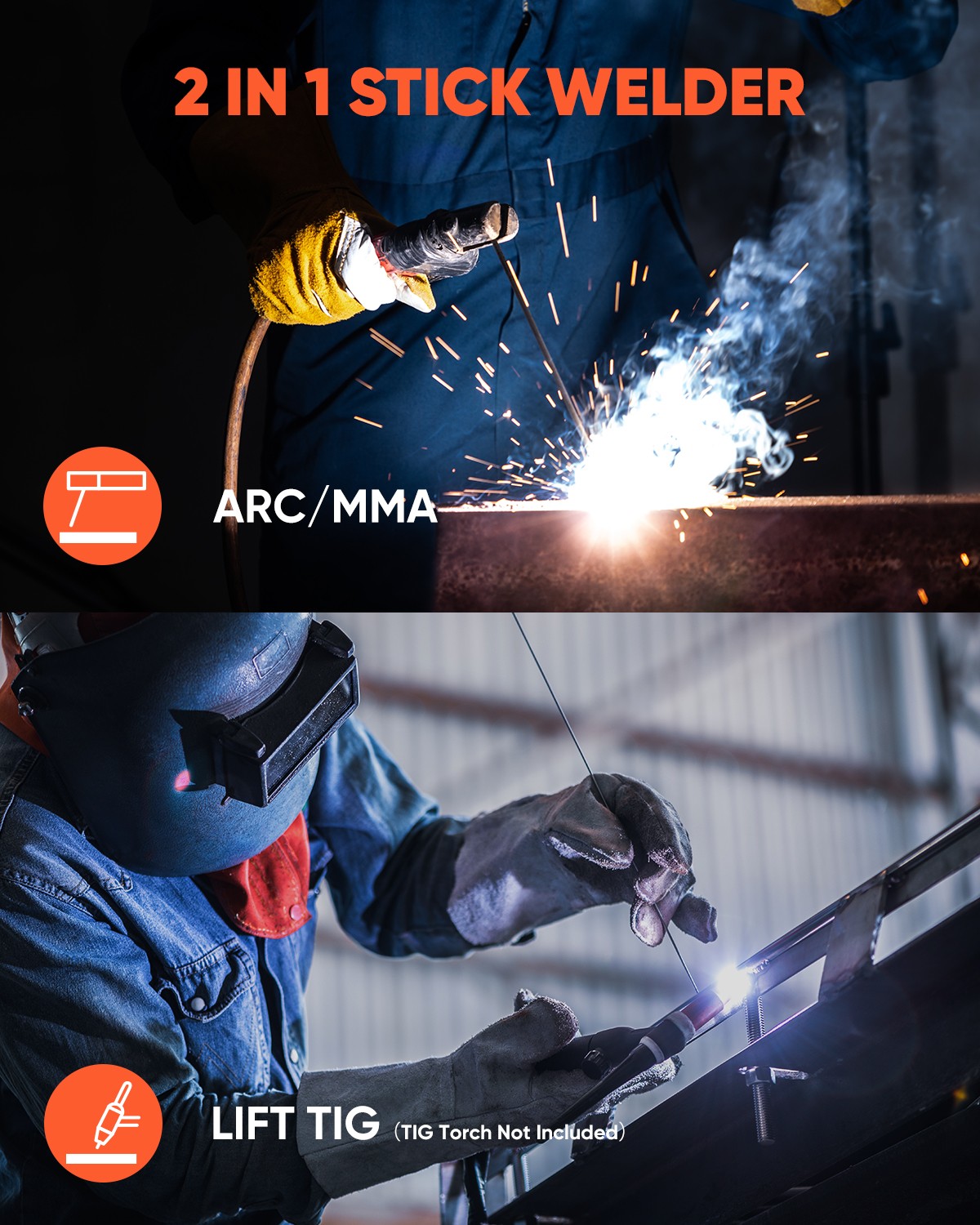 HITBOX 200A Stick Welder 110V ARC MMA Lift TIG Welding Machine & Helmet &Gloves