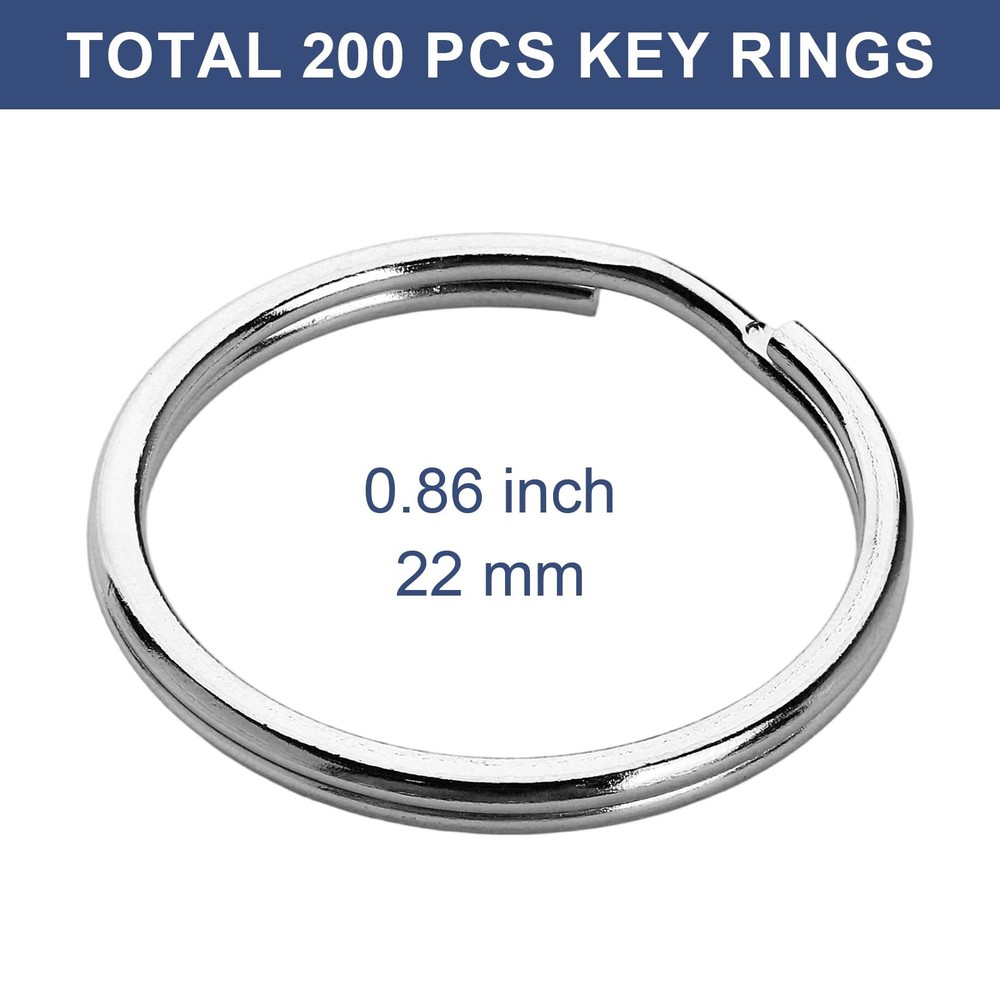 200PCS Split Key Rings,Bulk Rings Silver Ring Accessories for silvery