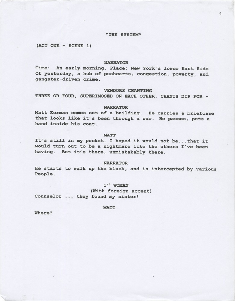 Jerome Coopersmith THE SYSTEM Original script for an unproduced play #169942