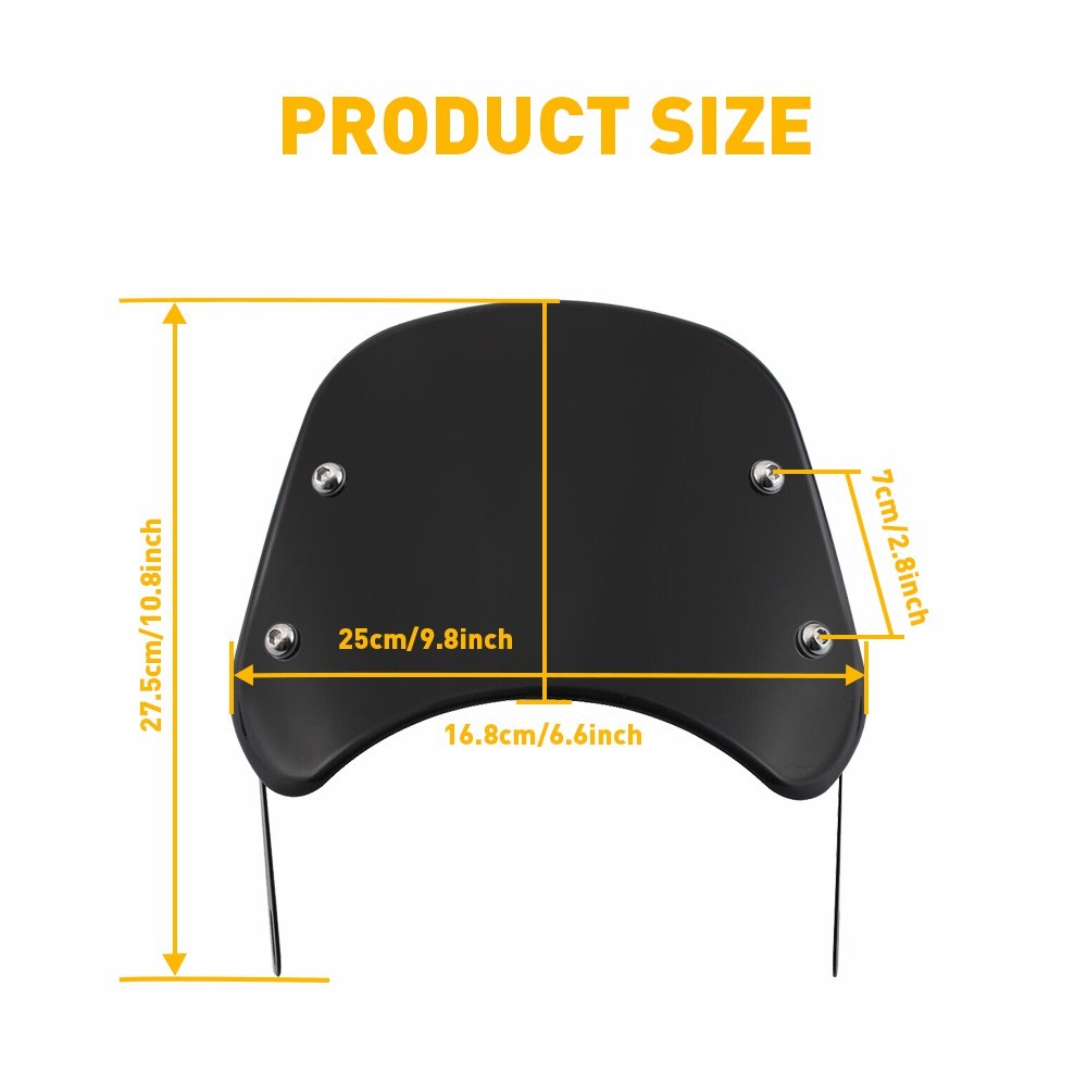 Universal Motorcycle Headlight Fairing Windscreen Windshield Round 5-7'' Black