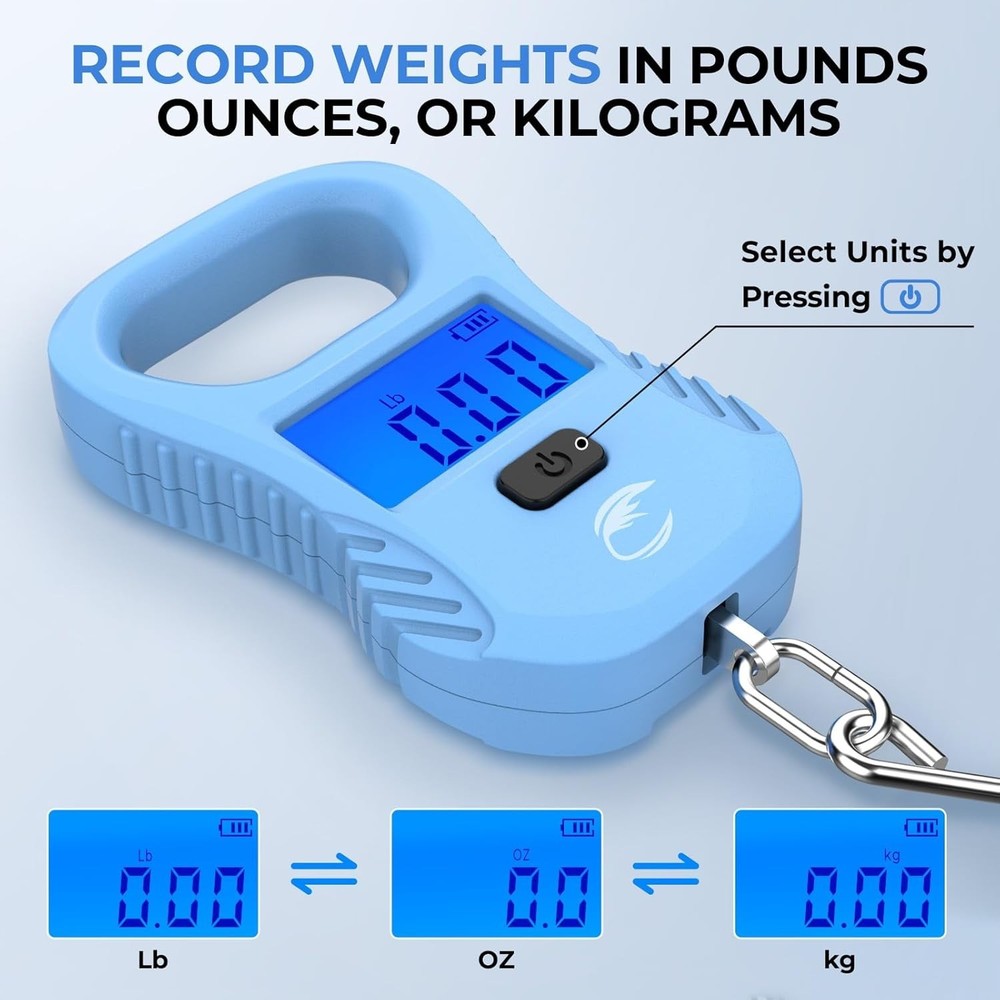 Durable Lightweight Fish Scale with Rechargeable USB & High Precision Readout