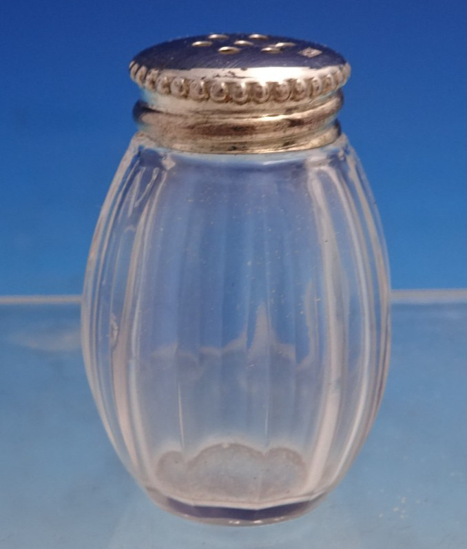 Perles by Christofle Sterling Silver Glass Salt Pepper Shaker Set w/Tray (#8748)