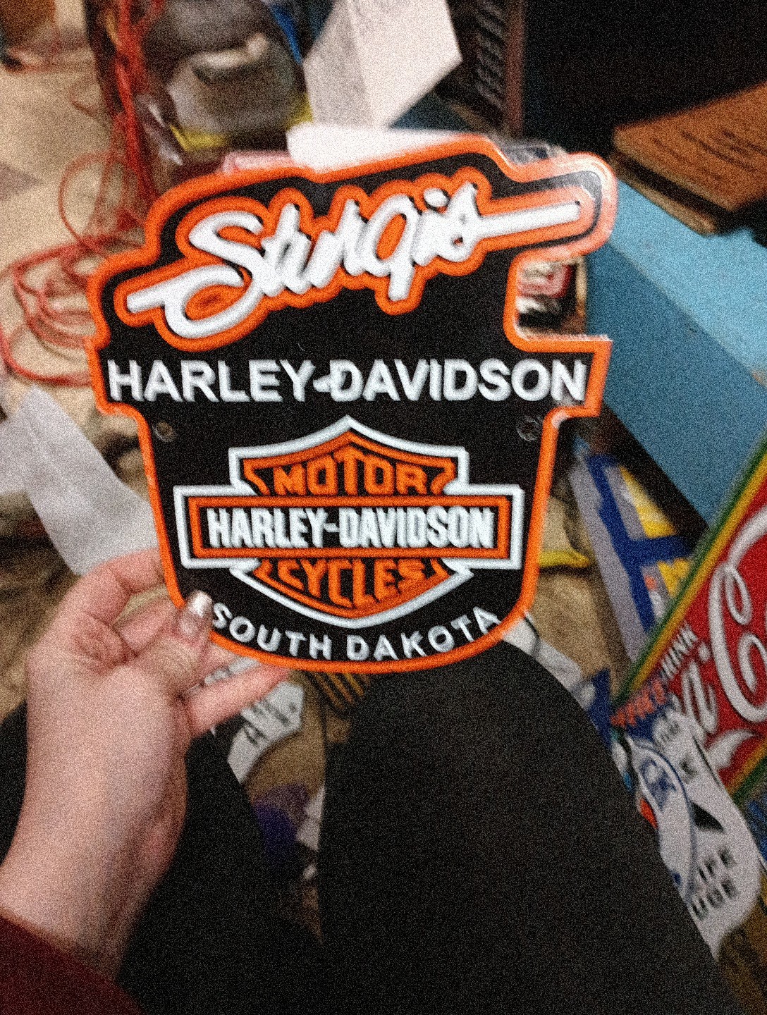 Porcelain Harley Davidson South Dakota Motorcycles Sign