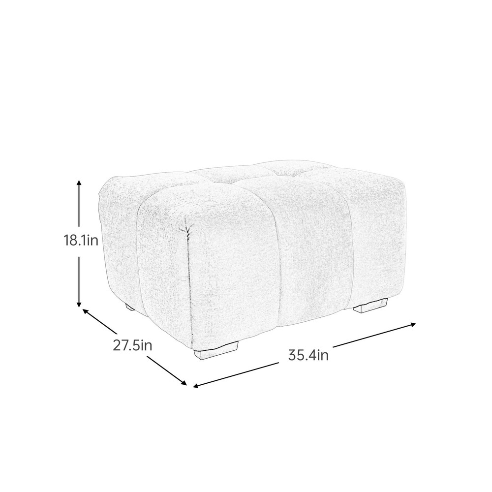Modular Chenille Sofa with Ottoman, Tufted Design, Deep Seat, Customizable