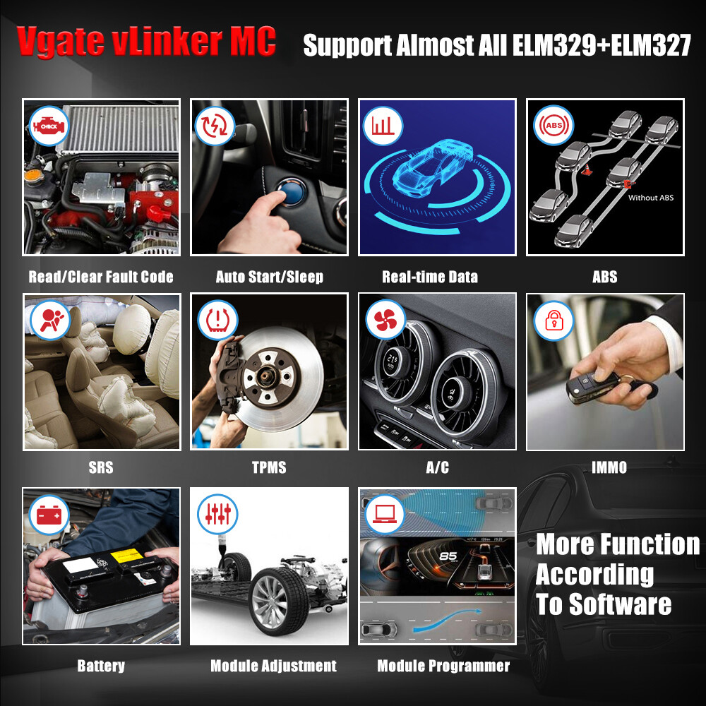 Vgate vLinker MC Bluetooth OBD2 Diagnostic Scanner Tool for Android & Windows